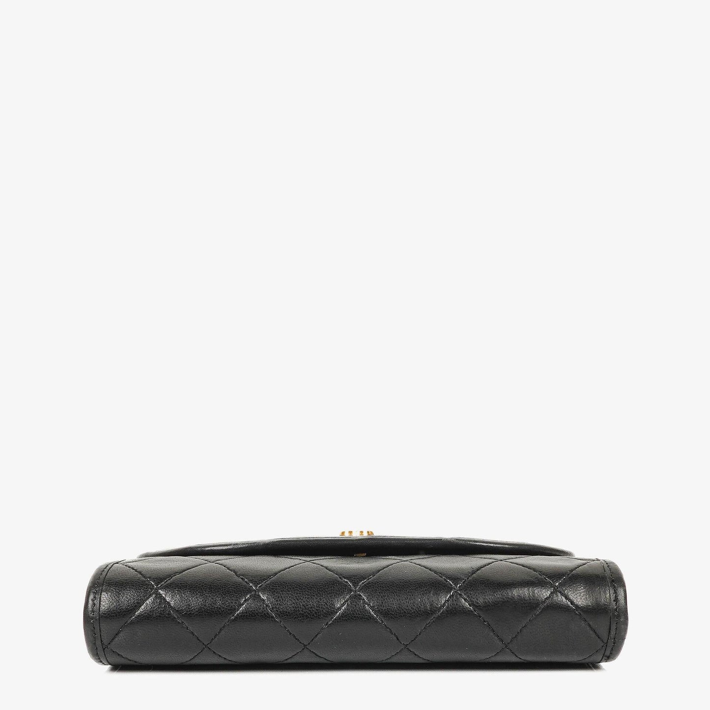 Chanel Mini Flap Bag aus schwarzem gestepptem Lammleder mit 24K vergoldeter Hardware
