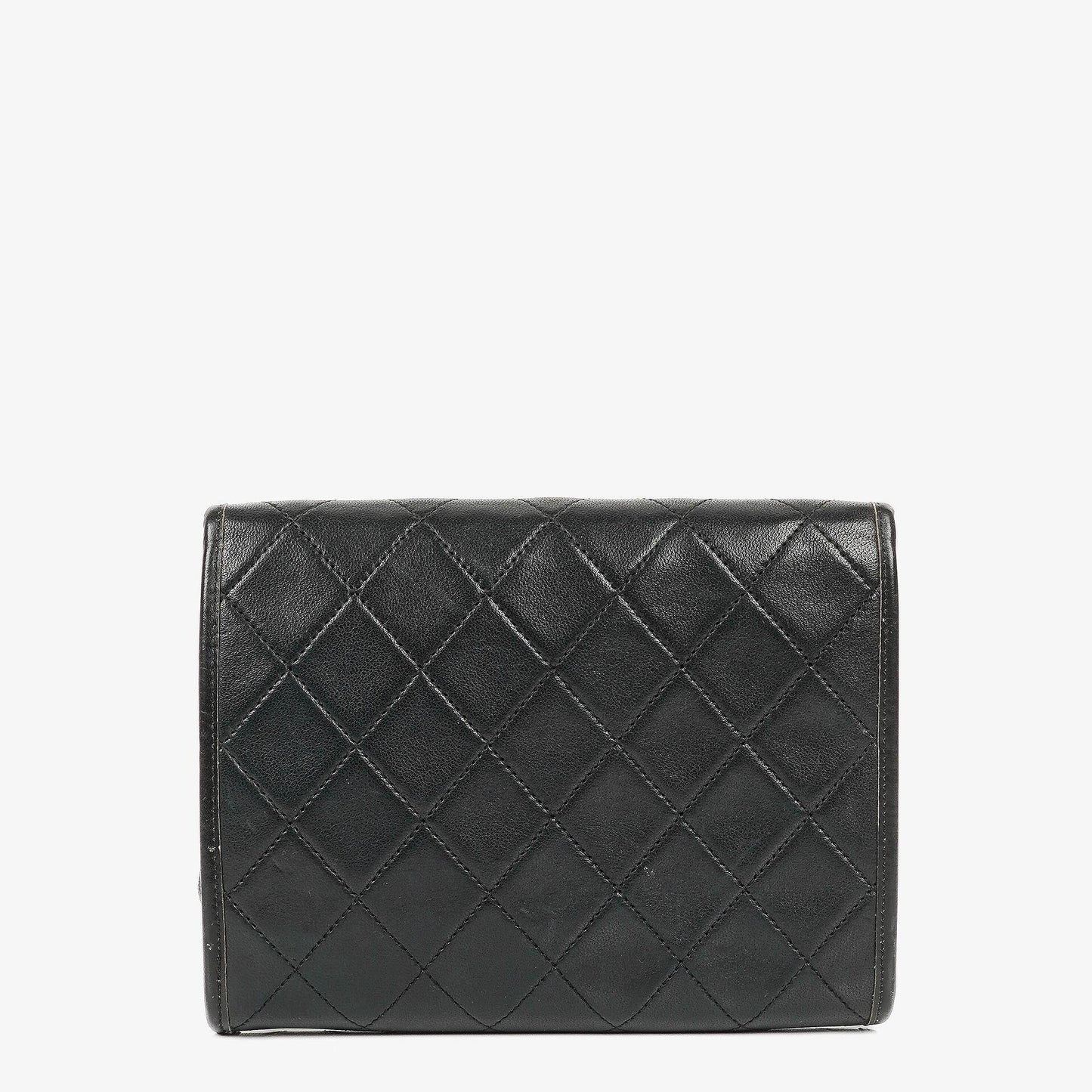 Chanel Mini Flap Tasche aus schwarzem gestepptem Lammleder mit 24K vergoldeter Hardware