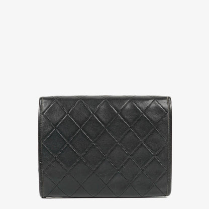 Chanel Mini Flap Tasche aus schwarzem gestepptem Lammleder mit 24K vergoldeter Hardware