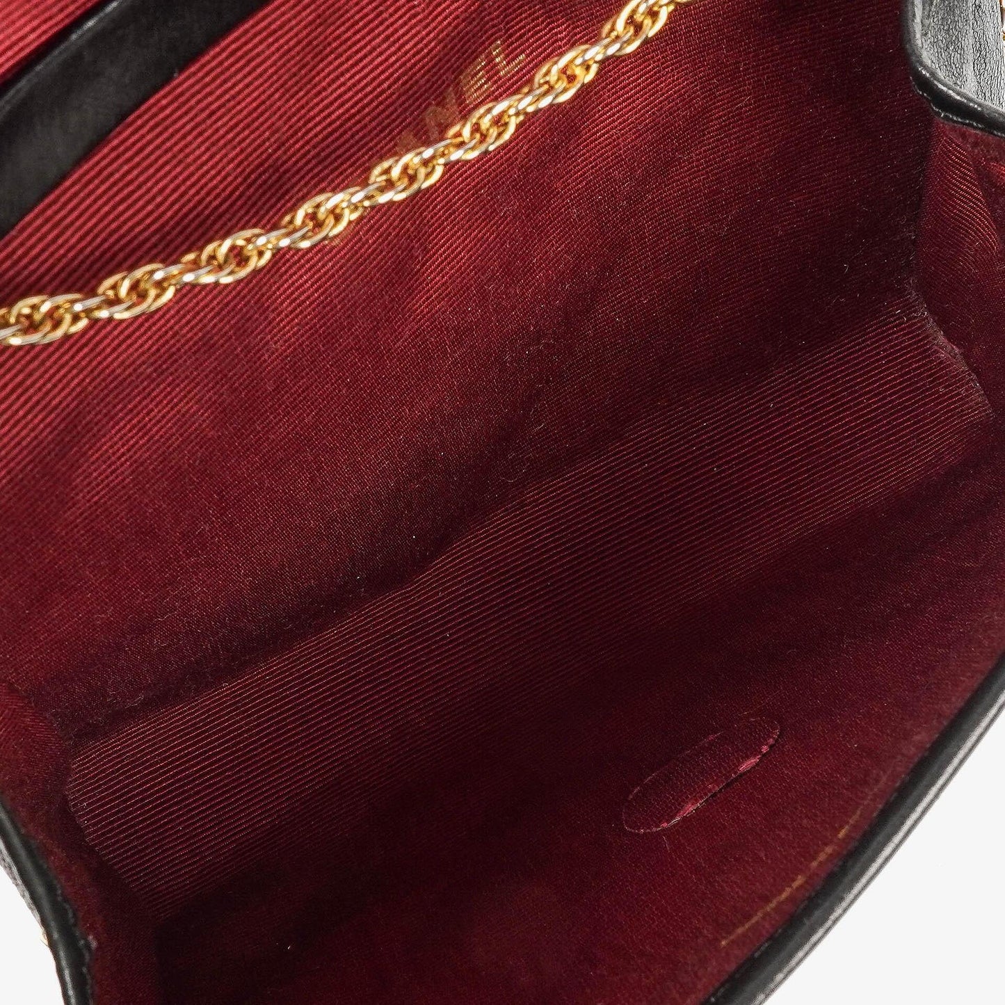 Chanel Mini Flap Tasche aus schwarzem gestepptem Lammleder mit 24K vergoldeter Hardware