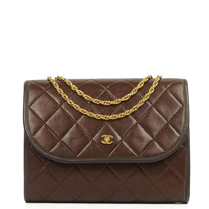 Chanel Mini Flap Tasche Braun Gestepptes Lammleder Mit 24K Vergoldeten Beschlägen