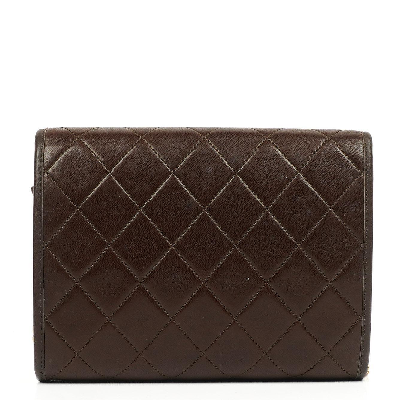 Chanel Mini Flap Tasche Braun Gestepptes Lammleder Mit 24K Vergoldeten Beschlägen