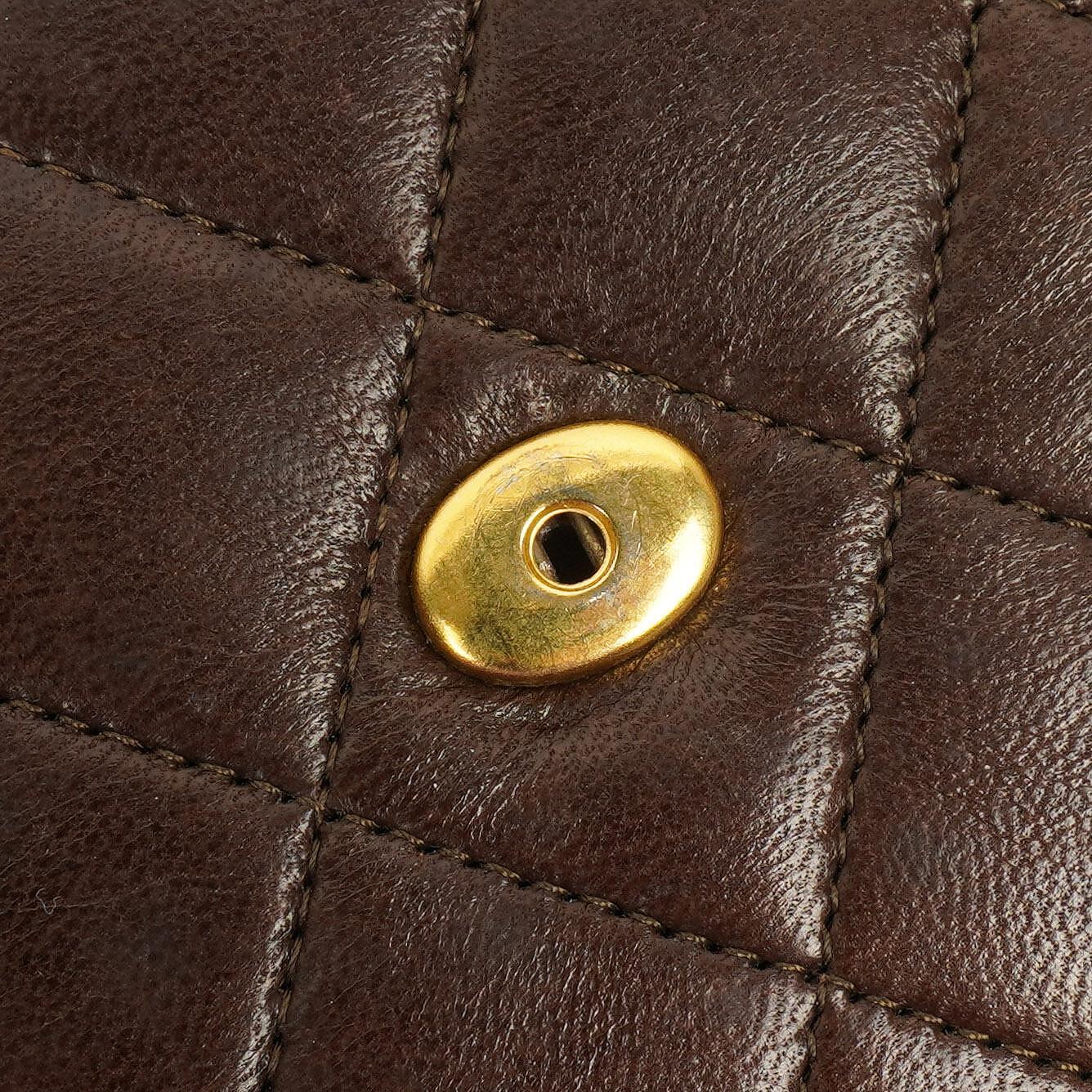 Chanel Mini Flap Tasche Braun Gestepptes Lammleder Mit 24K Vergoldeten Beschlägen