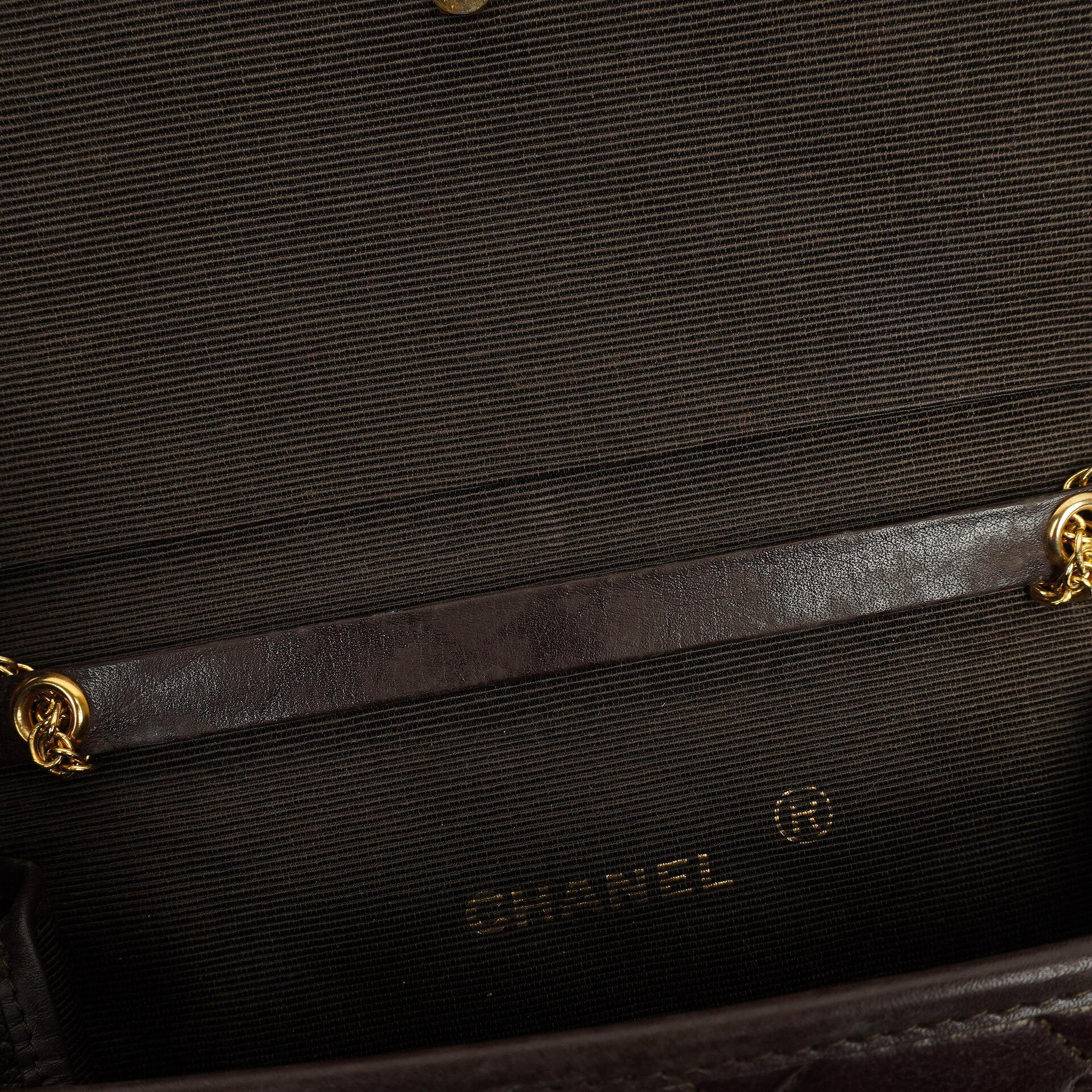 Chanel Mini Flap Tasche Braun Gestepptes Lammleder Mit 24K Vergoldeten Beschlägen