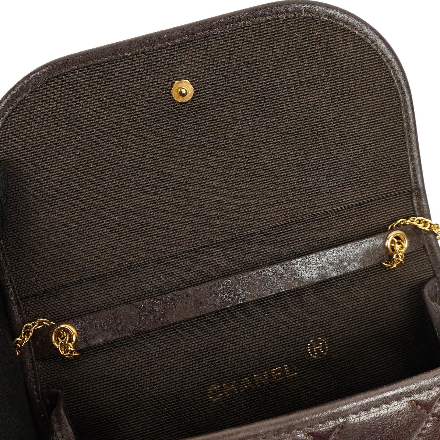 Chanel Mini Flap Tasche Braun Gestepptes Lammleder Mit 24K Vergoldeten Beschlägen