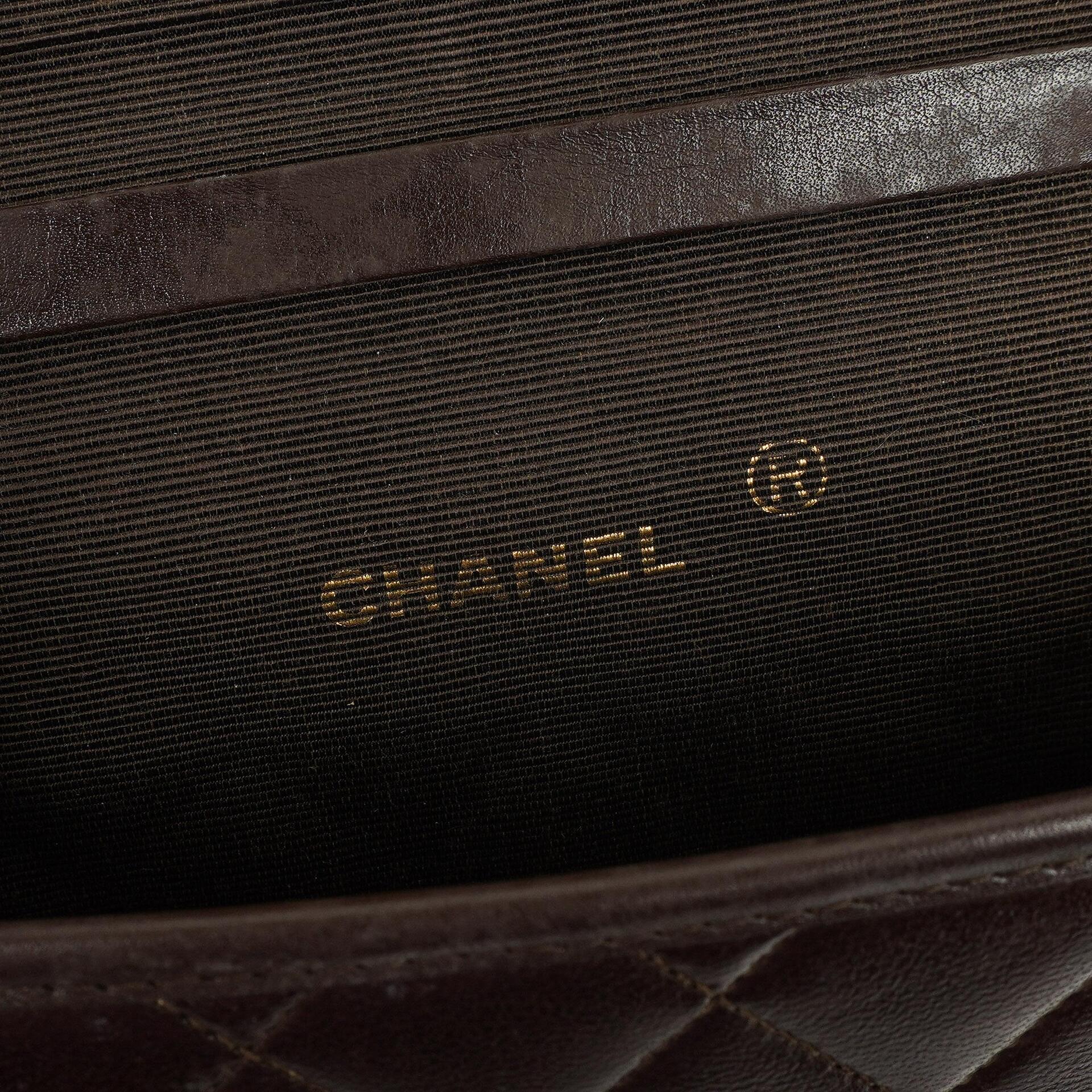 Chanel Mini Flap Tasche Braun Gestepptes Lammleder Mit 24K Vergoldeten Beschlägen
