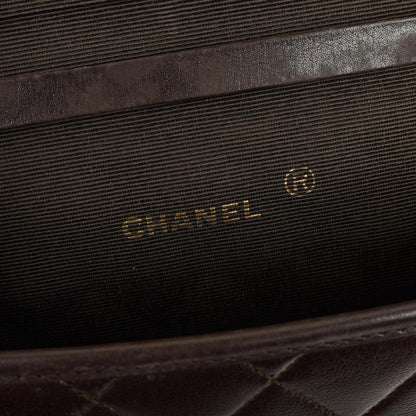 Chanel Mini Flap Tasche Braun Gestepptes Lammleder Mit 24K Vergoldeten Beschlägen
