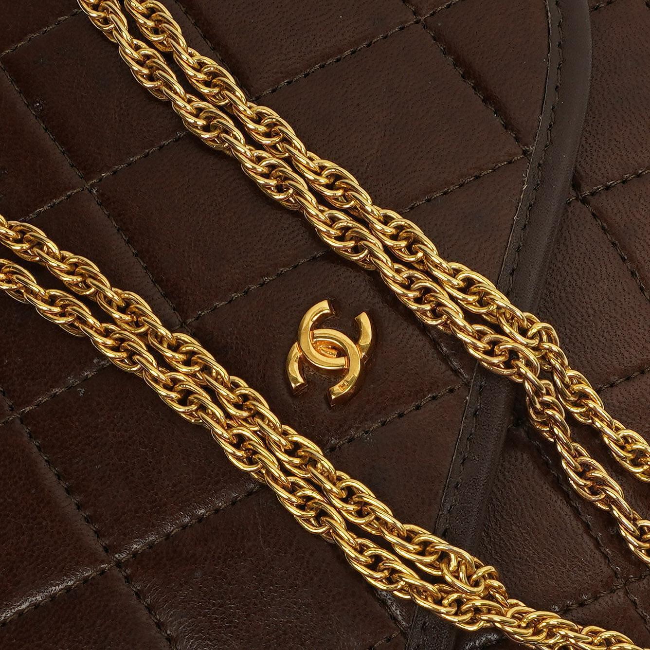 Chanel Mini Flap Tasche Braun Gestepptes Lammleder Mit 24K Vergoldeten Beschlägen
