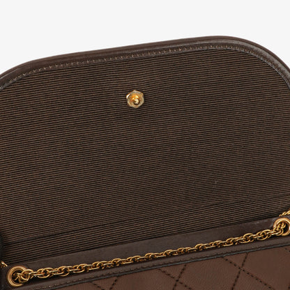 Chanel Mini Flap Tasche aus braunem gestepptem Lammleder mit 24K-vergoldeten Beschlägen