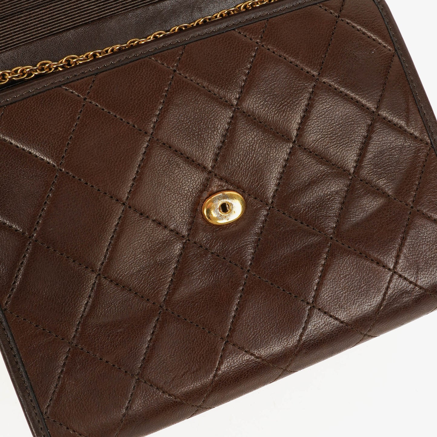 Chanel Mini Flap Tasche aus braunem gestepptem Lammleder mit 24K-vergoldeten Beschlägen