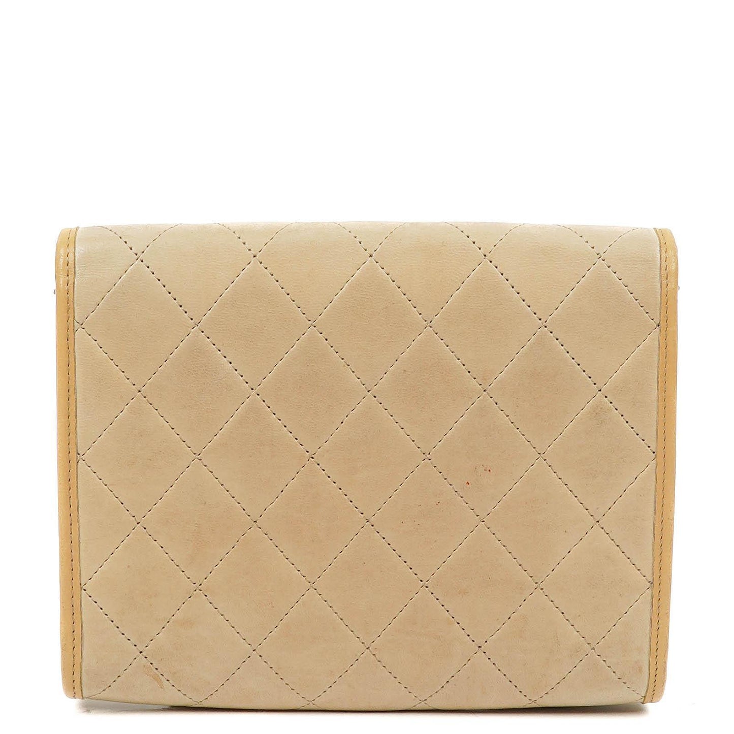 Chanel Mini Klappentasche in Beige Gestepptes Lammleder mit 24k Vergoldeten Beschlägen