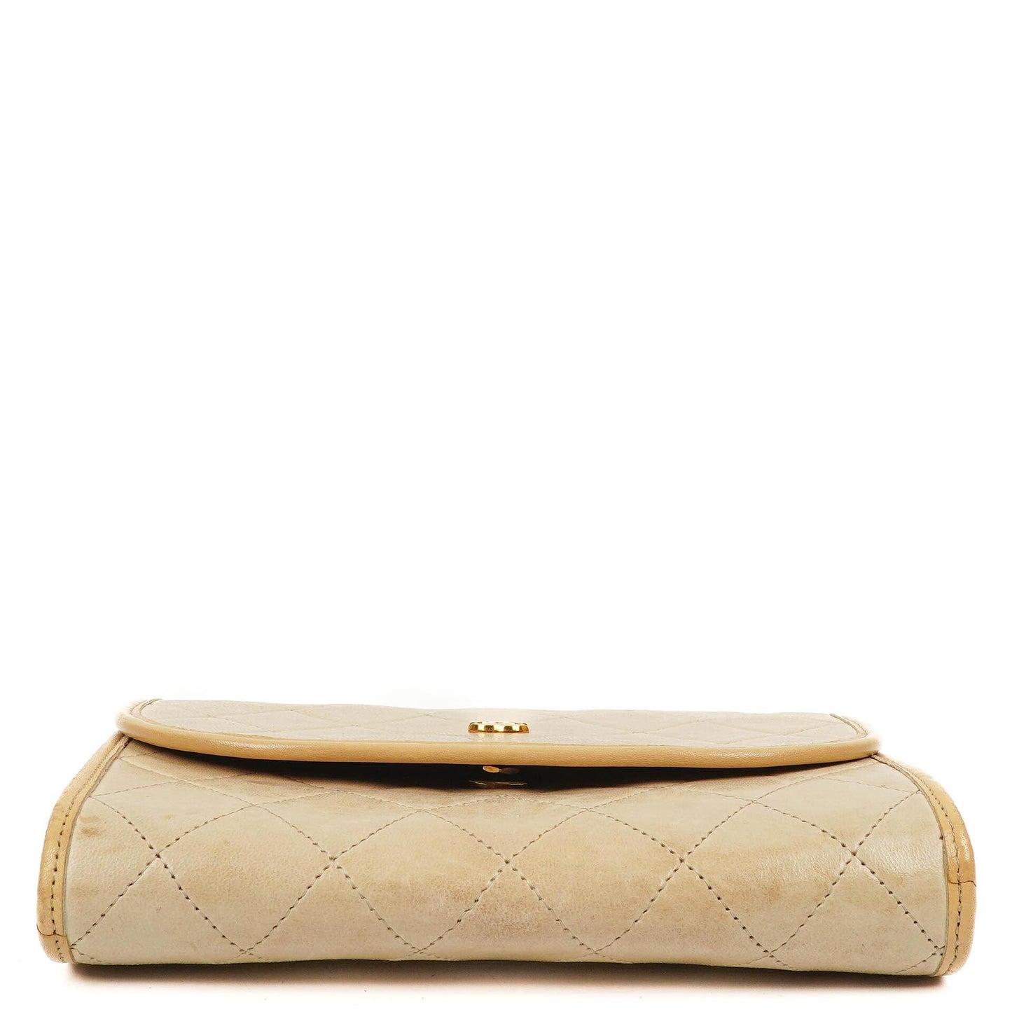 Chanel Mini Klappentasche in Beige Gestepptes Lammleder mit 24k Vergoldeten Beschlägen