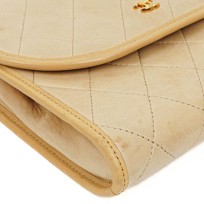 Chanel Mini Klappentasche in Beige Gestepptes Lammleder mit 24k Vergoldeten Beschlägen