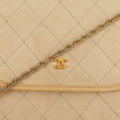 Chanel Mini Klappentasche in Beige Gestepptes Lammleder mit 24k Vergoldeten Beschlägen