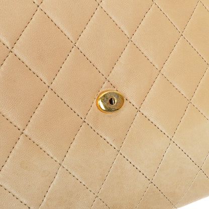 Chanel Mini Klappentasche in Beige Gestepptes Lammleder mit 24k Vergoldeten Beschlägen
