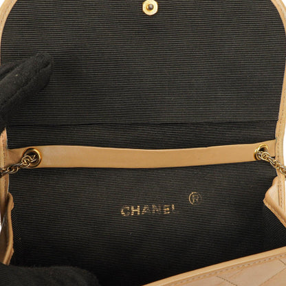 Chanel Mini Klappentasche in Beige Gestepptes Lammleder mit 24k Vergoldeten Beschlägen