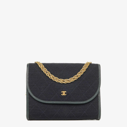 Chanel Mini Klappe Navy Jersey mit 24K vergoldeter Hardware
