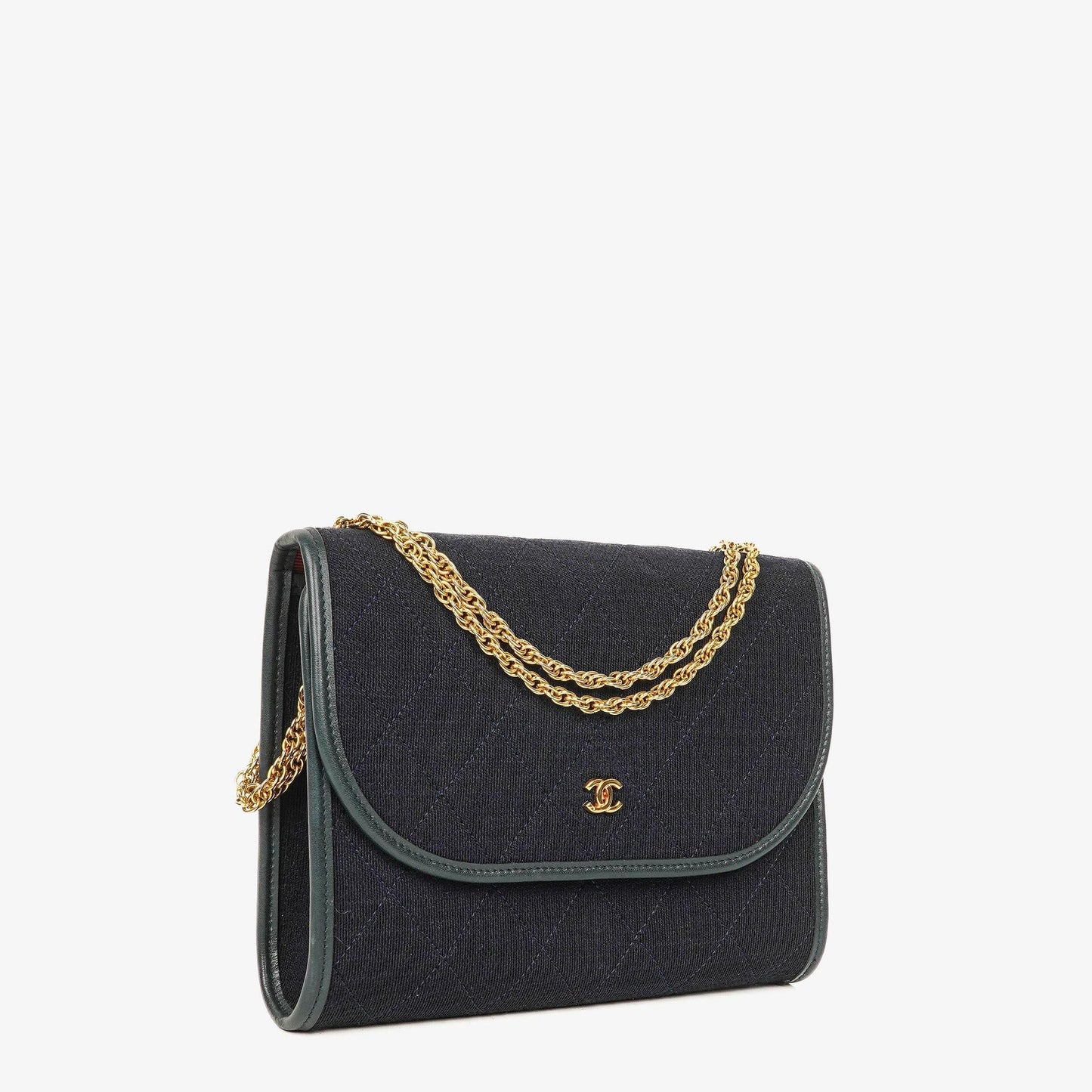 Chanel Mini Klappe Navy Jersey mit 24K vergoldeter Hardware