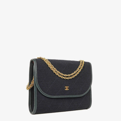 Chanel Mini Klappe Navy Jersey mit 24K vergoldeter Hardware