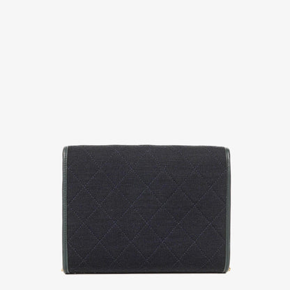 Chanel Mini Klappe Navy Jersey mit 24K vergoldeter Hardware