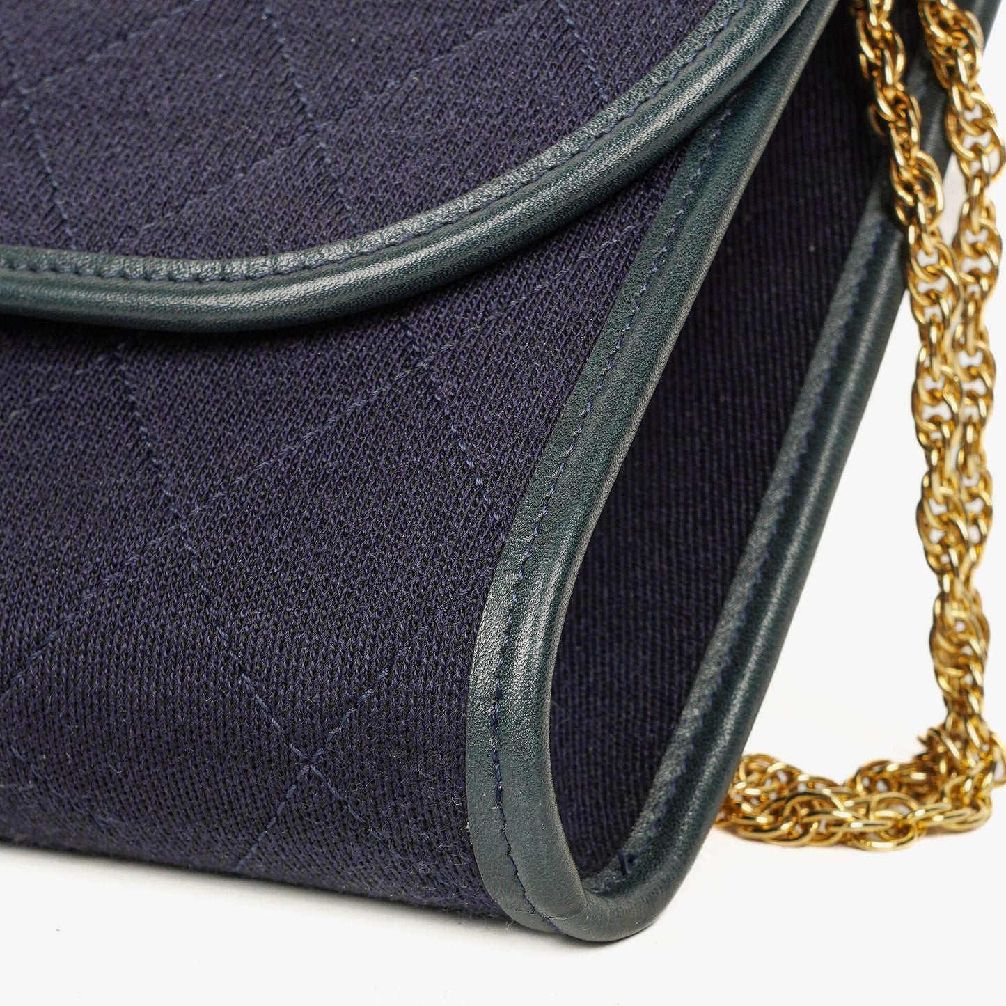 Chanel Mini Klappe Navy Jersey mit 24K vergoldeter Hardware