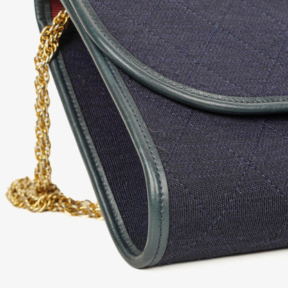 Chanel Mini Klappe Navy Jersey mit 24K vergoldeter Hardware