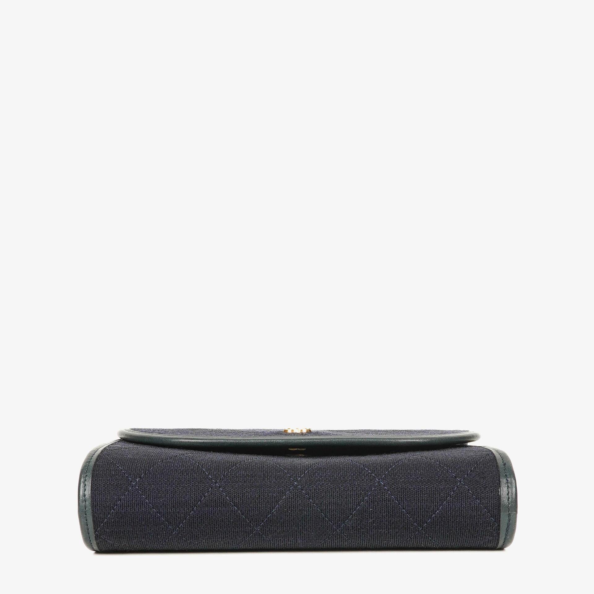 Chanel Mini Klappe Navy Jersey mit 24K vergoldeter Hardware