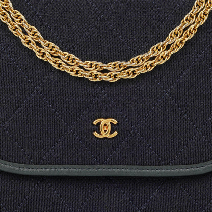 Chanel Mini Klappe Navy Jersey mit 24K vergoldeter Hardware