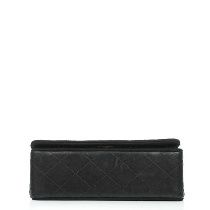 Chanel Mini Full Flap Vintage Tasche aus schwarzem gestepptem Jersey und Lammleder mit 24K vergoldeter Hardware