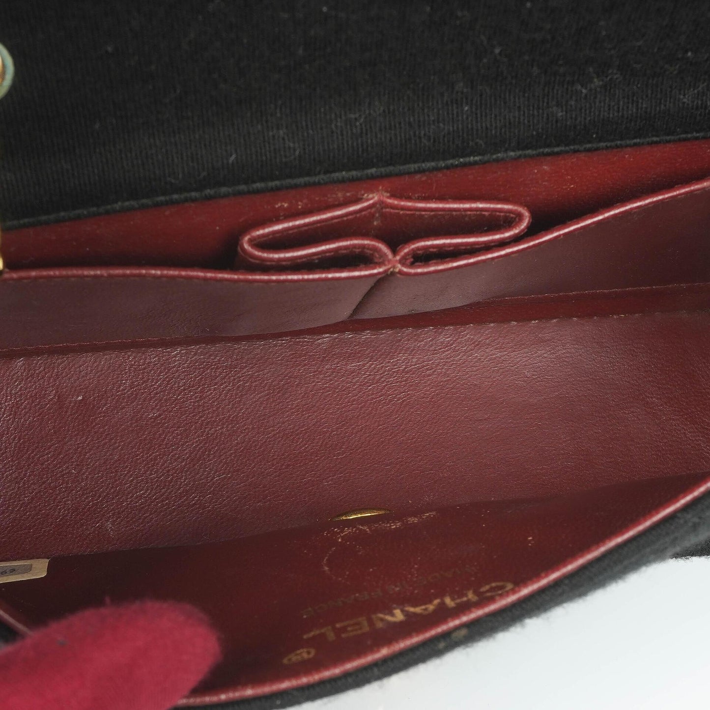 Chanel Mini Full Flap Vintage Tasche aus schwarzem gestepptem Jersey und Lammleder mit 24K vergoldeter Hardware
