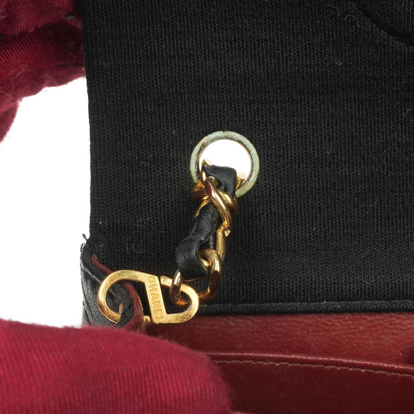 Chanel Mini Full Flap Vintage Tasche aus schwarzem gestepptem Jersey und Lammleder mit 24K vergoldeter Hardware