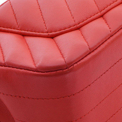 Chanel Mini Rectangular Classic Single Flap Bag aus Korallen Chevron gestepptem Lammleder mit goldfarbener Hardware