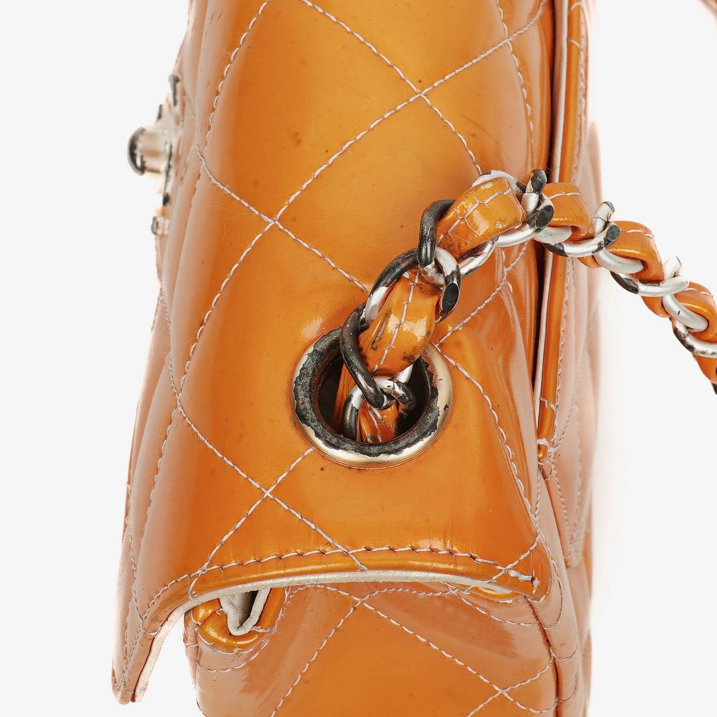Chanel Mini Rectangular Flap Bag aus gestepptem Lackleder