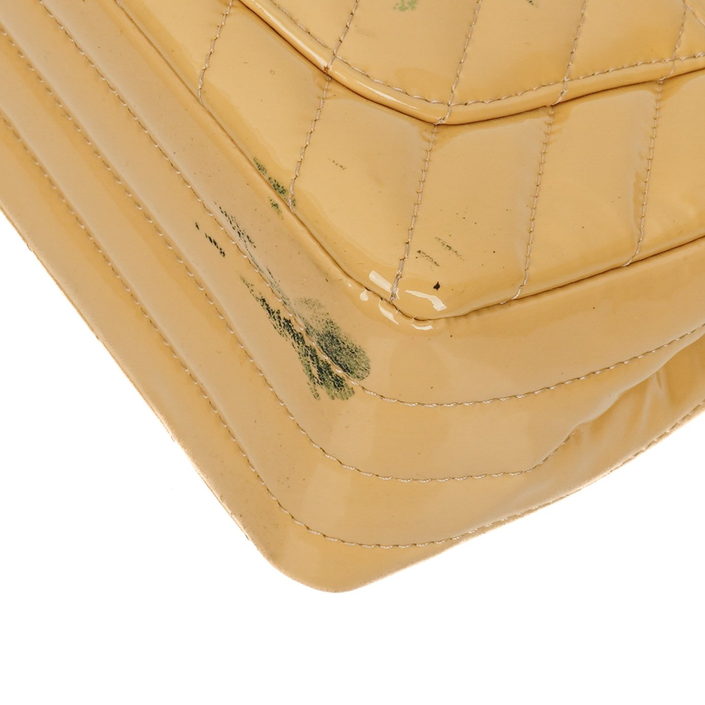 Chanel Mini Rectangular Single Flap Tasche aus Chevron-Lackleder mit silberfarbenen Beschlägen