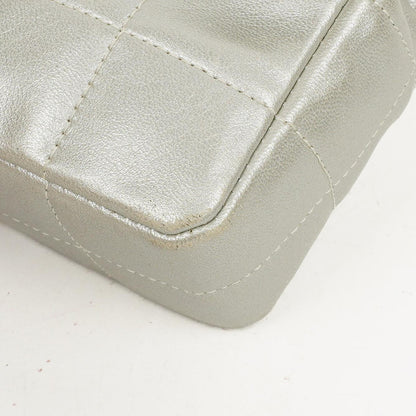 Chanel Mini Rectangular Single Flap Tasche Blume aus metallic-silbernem gestepptem Lammleder mit silberfarbenen Beschlägen