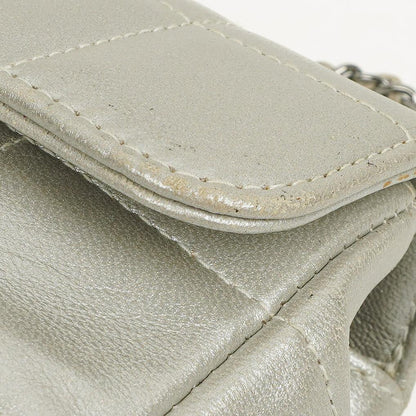Chanel Mini Rectangular Single Flap Tasche Blume aus metallic-silbernem gestepptem Lammleder mit silberfarbenen Beschlägen