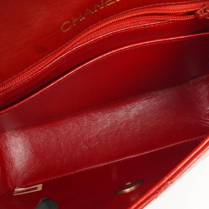 Chanel Mini Quadrat Klassische Klapptasche Rotes Gequiltetes Lammleder 24K Vergoldete Hardware