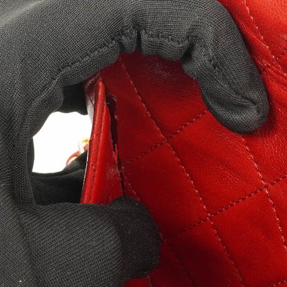 Chanel Mini Quadrat Klassische Klapptasche Rotes Gequiltetes Lammleder 24K Vergoldete Hardware