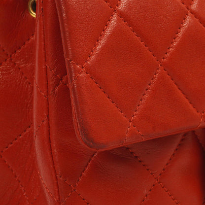 Chanel Mini Square Classic Flap Bag aus rotem gestepptem Lammleder mit 24K vergoldeten Beschlägen