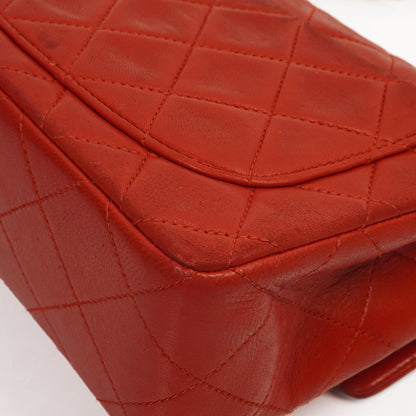 Chanel Mini Square Classic Flap Bag aus rotem gestepptem Lammleder mit 24K vergoldeten Beschlägen