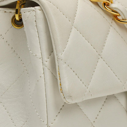 Chanel Mini Square Classic Flap Tasche Weiß Stepp-Lammleder mit 24K vergoldeten Beschlägen, 1997-199