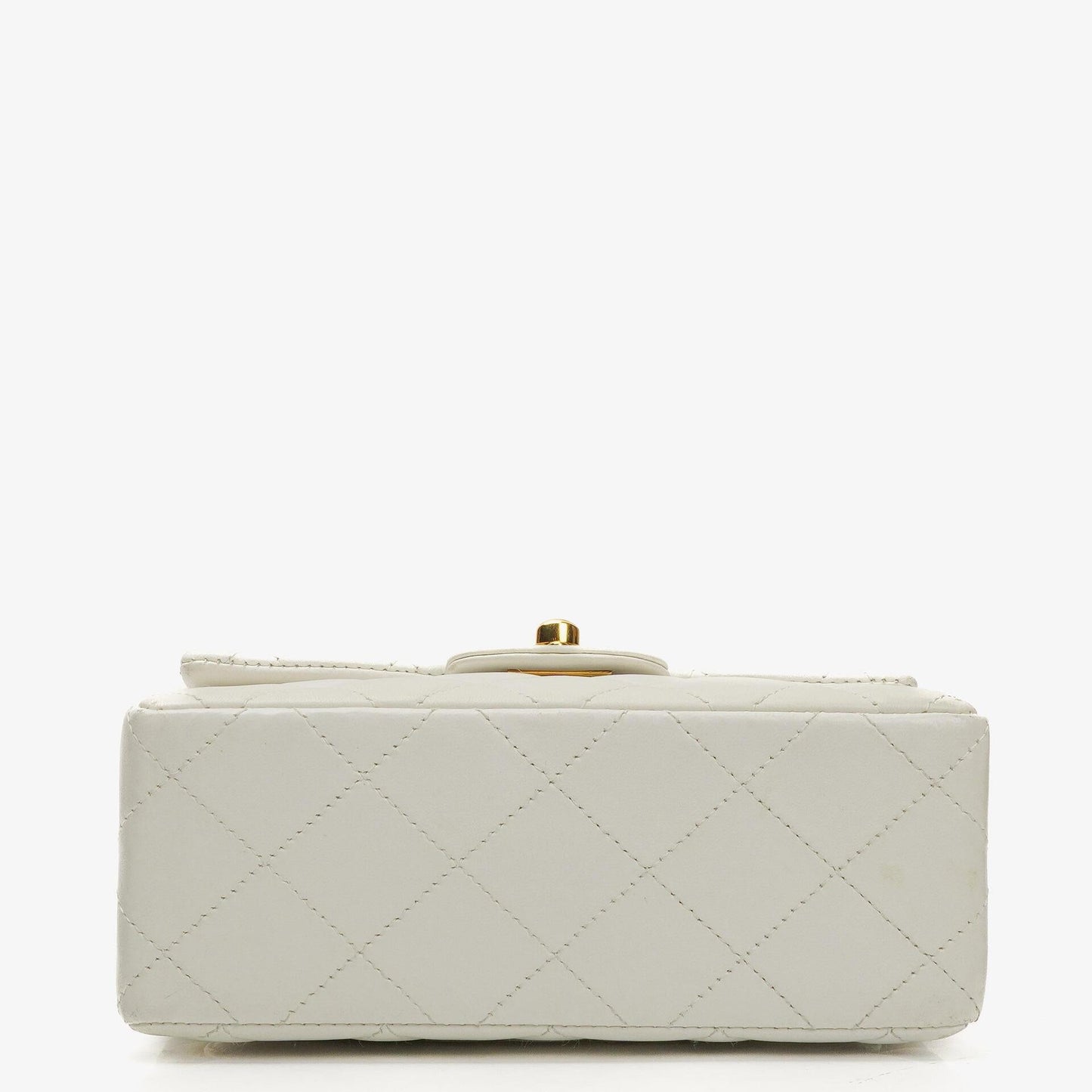 Chanel Mini Square Classic Flap Tasche Weiß Stepp-Lammleder mit 24K vergoldeten Beschlägen, 1997-199