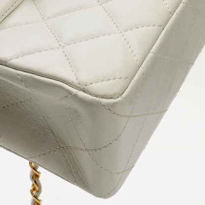 Chanel Mini Square Classic Flap Tasche Weiß Stepp-Lammleder mit 24K vergoldeten Beschlägen, 1997-199