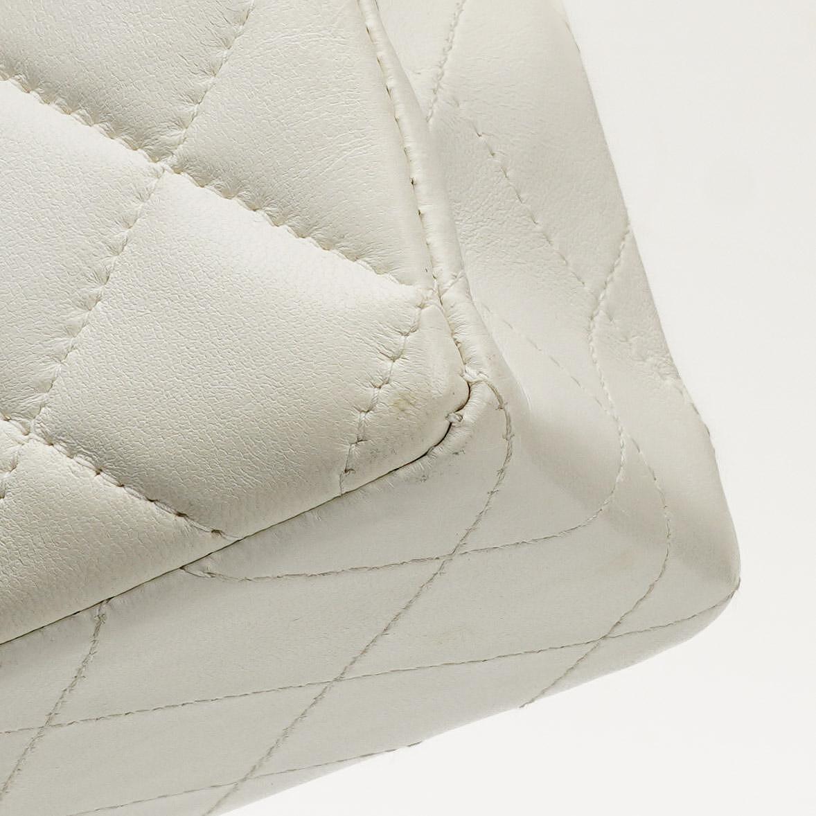 Chanel Mini Square Classic Flap Tasche Weiß Stepp-Lammleder mit 24K vergoldeten Beschlägen, 1997-199