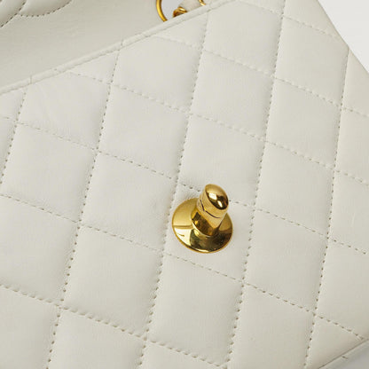 Chanel Mini Square Classic Flap Tasche Weiß Stepp-Lammleder mit 24K vergoldeten Beschlägen, 1997-199