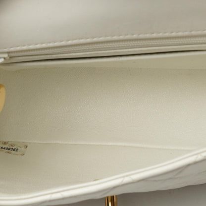 Chanel Mini Square Classic Flap Tasche Weiß Stepp-Lammleder mit 24K vergoldeten Beschlägen, 1997-199
