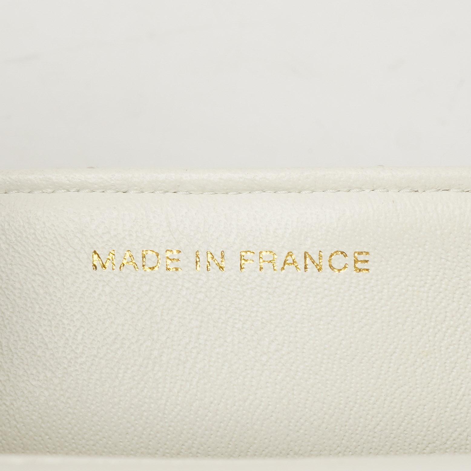 Chanel Mini Square Classic Flap Tasche Weiß Stepp-Lammleder mit 24K vergoldeten Beschlägen, 1997-199