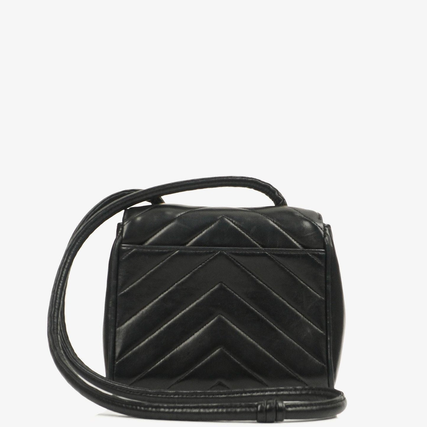 Chanel Mini Quadratische Klappentasche Chevron Gepolstertes Lammleder 24K vergoldete Hardware