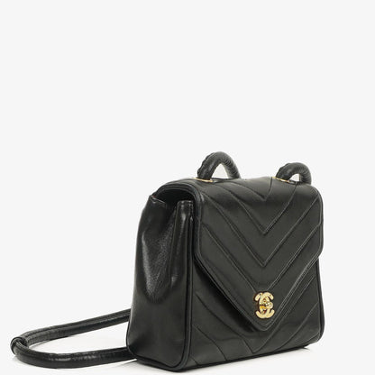 Chanel Mini Quadratische Klappentasche Chevron Gepolstertes Lammleder 24K vergoldete Hardware