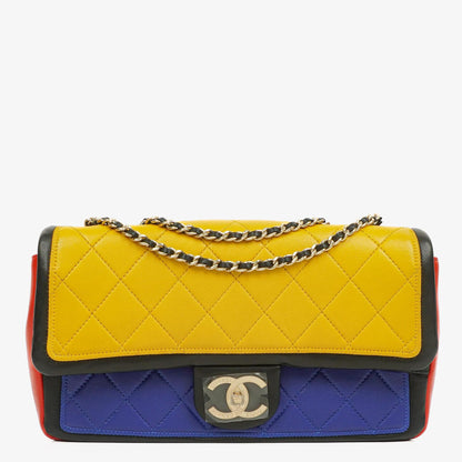 Chanel Tri-Color Medium Graphic Flap Bag aus mehrfarbigem Lammleder